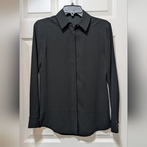 MM Lafleur Lagarde Shirt - Black Crepe Size 0P Petite Button Up
